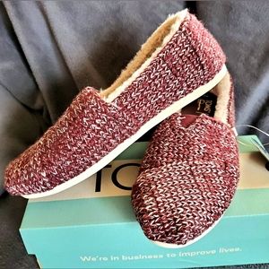 Toms Burgundy Multi Knit Alpargata Slip Ons W9